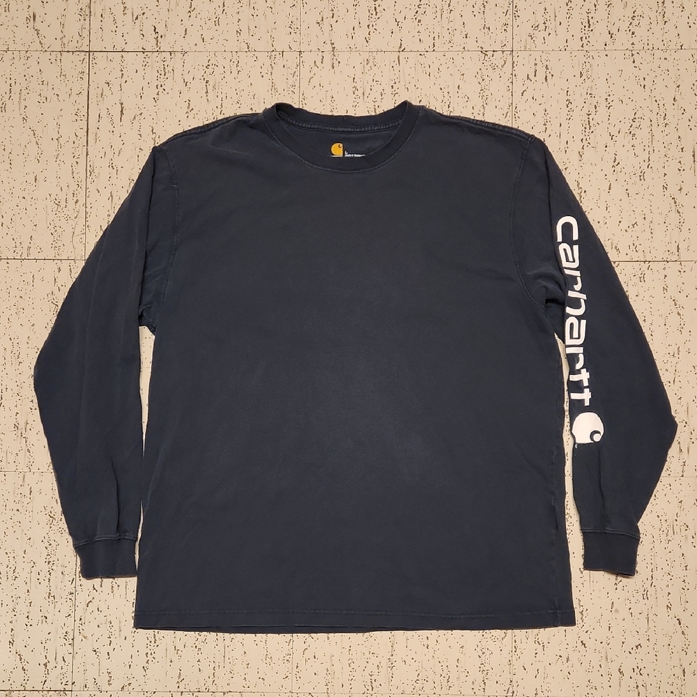 Carhartt Spellout Logo Long Sleeve T Shirt Black And White